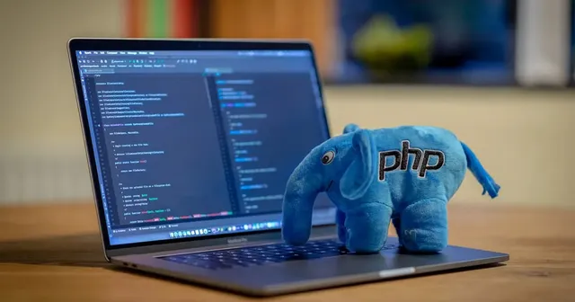 Blue ElePHPant on a computer