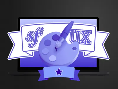 Symfony UX with a color palette and a star on a blue background