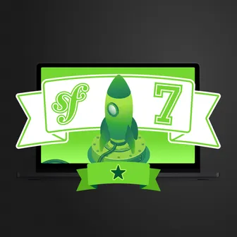 Symfony 7 with a rocket and a star on a green background