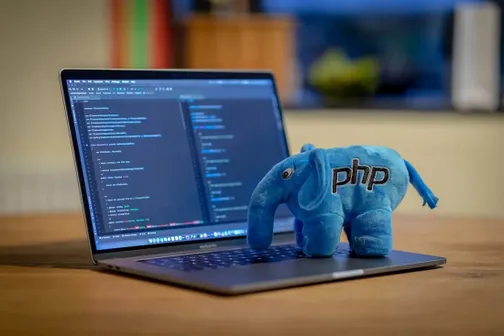 Blue ElePHPant on a computer
